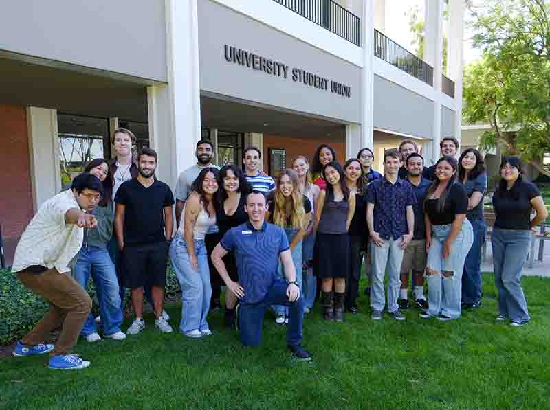 Group shot of 22 West Media student assistant staff at the Fall 2024 retreat in August before the start of the semester